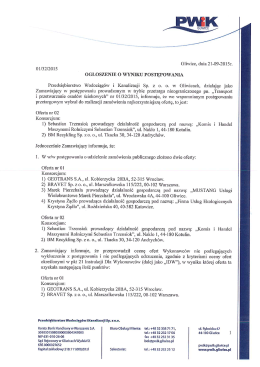 Ogłoszenie o wyniku postępowania