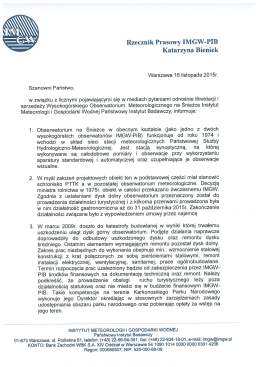 Rzecznik Prasowy IMGW-PIB Katarzyna Bieniek