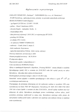 Ogłoszenie o przetargu.