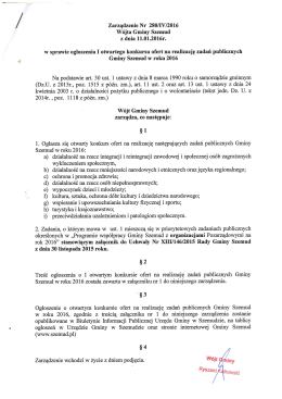 z dnia 11.01.2016r. w sprawie ogłoszenia I otwartego konkursu ofert