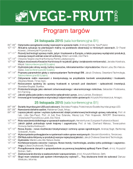 Program Konferencji Targ&oacute;w VEGE FRUIT EXPO