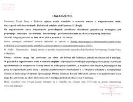 Ogłoszenie o naborze 2016. - Powiatowy Urząd Pracy w Będzinie