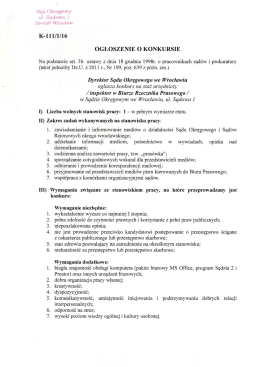 ogłoszenie o konkursie - Sąd Okręgowy we Wrocławiu
