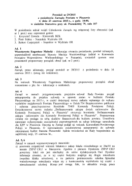 Protokół nr 29/2015 z posiedzenia Zarządu Powiatu w Pleszewie w