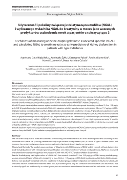 Użyteczność lipokaliny związanej z żelatynazą neutrofilów (NGAL) i