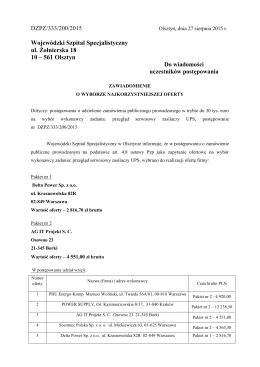 DZPZ/333/200/2015 Wojewódzki Szpital Specjalistyczny ul