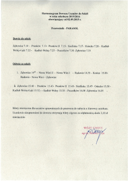 Harmonogram dowozu uczni&oacute;w Parasol