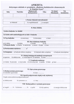 Ankieta - "Budowa kolektor&oacute;w słonecznych w Gminie Łyse"
