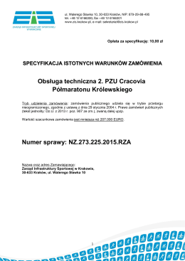 Obsługa techniczna 2. PZU Cracovia Półmaratonu Królewskiego