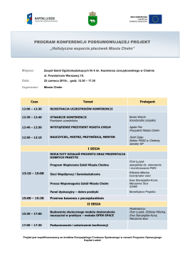 Program konferencji - Chełm, Urząd Miasta