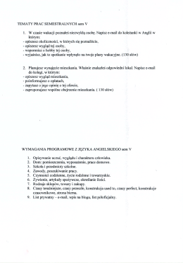 TEMATY PRAC SEMESTRALNYCH sem V