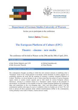 Inter.Intra.Trans. The European Platform of Culture (EPC) Theatre