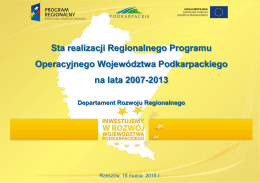Stan realizacji RPO WP na lata 2007-2013