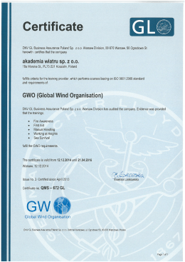 Certificate - Akademia Wiatru