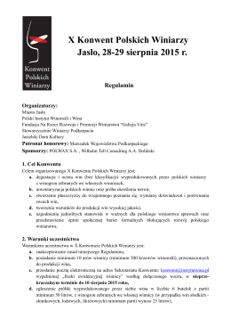 X Konwent Polskich Winiarzy Jasło, 28-29 sierpnia 2015 r.