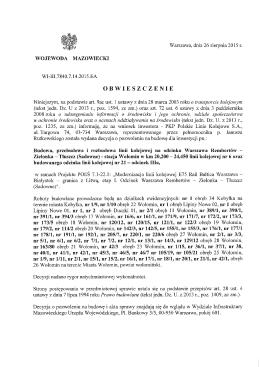 Obwieszczenie Wojewody Mazowieckiego z dnia 26 sierpnia 2015 r.