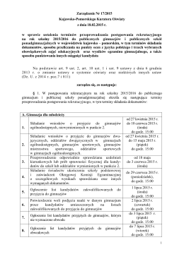 Zarządzenie Nr 17/2015 Kujawsko-Pomorskiego Kuratora Oświaty z