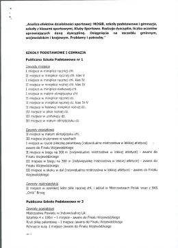 „Analiza efektów działalności sportowej .` MOSiR, szkoły