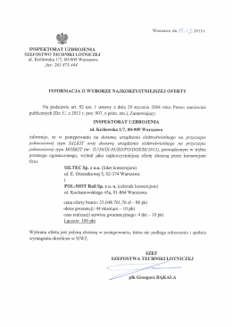 Warszawa, dn. (&Scaron;, 0]? .2015 r. INSPEKTORAT UZBROJENIA