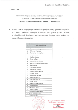 Lista kandydat&oacute;w - II etap - Sąd Rejonowy Szczecin