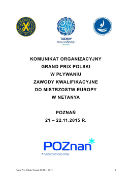 KOMUNIKAT ORGANIZACYJNY GRAND PRIX POLSKI W