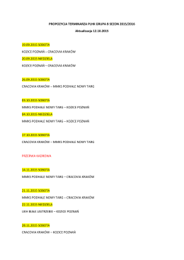 PROPOZYCJA TERMINARZA PLHK GRUPA B SEZON 2015/2016