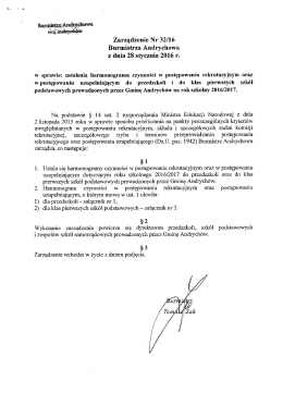 Zarządzenie Nr 32/16 - Gimnazjum Nr 1 w Andrychowie