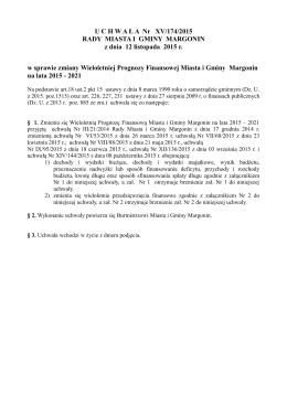 UCHWA Ł A Nr XV/174/2015 RADY MIASTA I GMINY MARGONIN z
