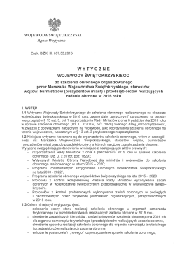 Wytyczne Wojewody Świętokrzyskiego do szkolenia obronnego