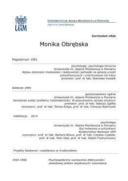 Monika Obrębska - Instytut Psychologii