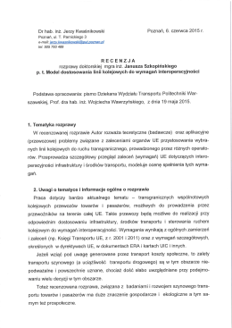 Dr hab. inż. Jerzy Kwaśnikowski Poznań, 6. czerwca