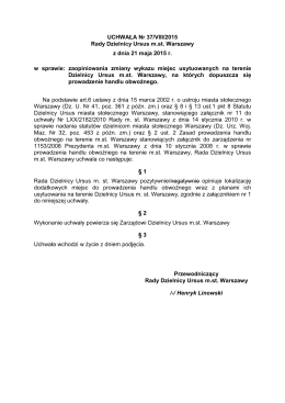 UCHWAŁA Nr 37/VIII/2015 Rady Dzielnicy Ursus m.st. Warszawy z