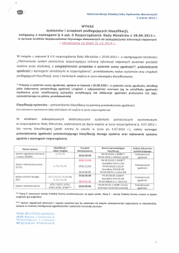 system&oacute;w i urządzeń podlegających klasyfikacji, związany z