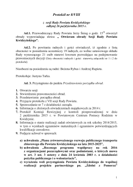 Protokół nr 8/VIII - Starostwo Powiatowe w Kwidzynie