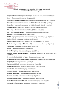 Cennik zajec GOK Lesznowola na rok kulturalnny 2015_2016