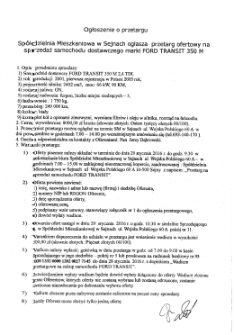 Ogłoszenie o przetargu