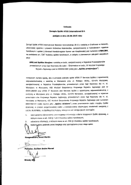 Zafląü Spółki ATOS International Besioten Vennootschap (BM) z