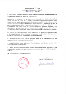 Uchwała nr GKW/7/2015 Gminnej Komisji Wyborczej w Kłodawie z