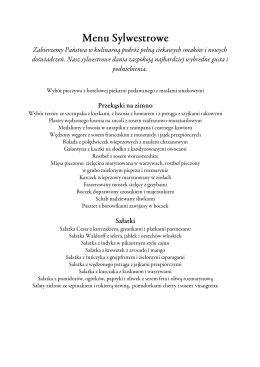 Menu Sylwestrowe - DoubleTree by Hilton Warsaw