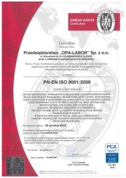 Certyfikat ISO 9001