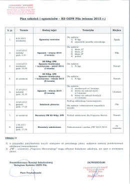 PLAN SZKOLENIA - wiosna 2015