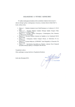 OGŁOSZENIE O WYNIKU KONKURSU