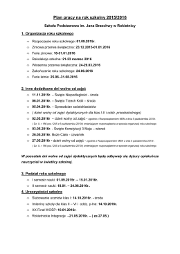 Plan pracy na rok szkolny 2015-16