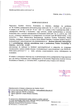 Obwieszczenie Regionalnego Dyrektora Ochrony Środowiska w