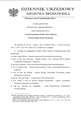 Zarządzenie Ministra Środowiska z dnia 30 października 2014.