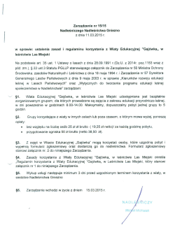 Zarządzenie nr 15115 Nadleśniczego Nadleśnictwa Gniezno z dnia