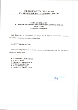 SĄD REJoNoWY W PRUszKowIE UL. KRAszEWsKIEGo 22, 05