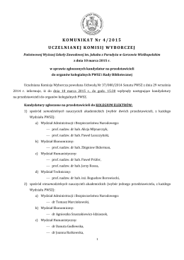Komunikat UKW 04-2015 - zgłoszone kandydatury do KE i Senatu