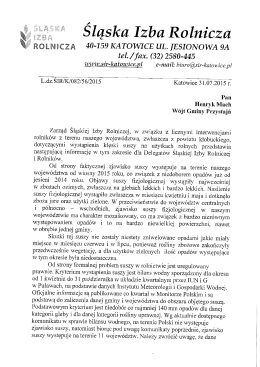 Informacja Zarządu ŚiR dotycząca klęski suszy na użytkach rolnych
