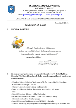 Komunikat nr 1/2015 - Śląski Związek Piłki Nożnej Podokręg Rybnik